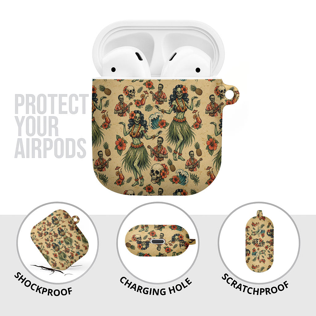 Hawaii Halloween AirPods Case Spooky Tropical Hula Zombie
