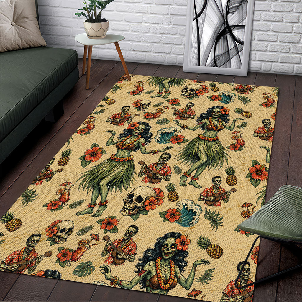 Hawaii Halloween Area Rug Spooky Tropical Hula Zombie