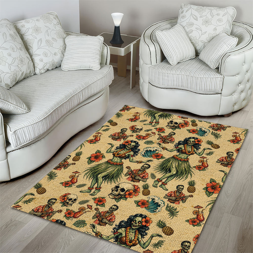 Hawaii Halloween Area Rug Spooky Tropical Hula Zombie