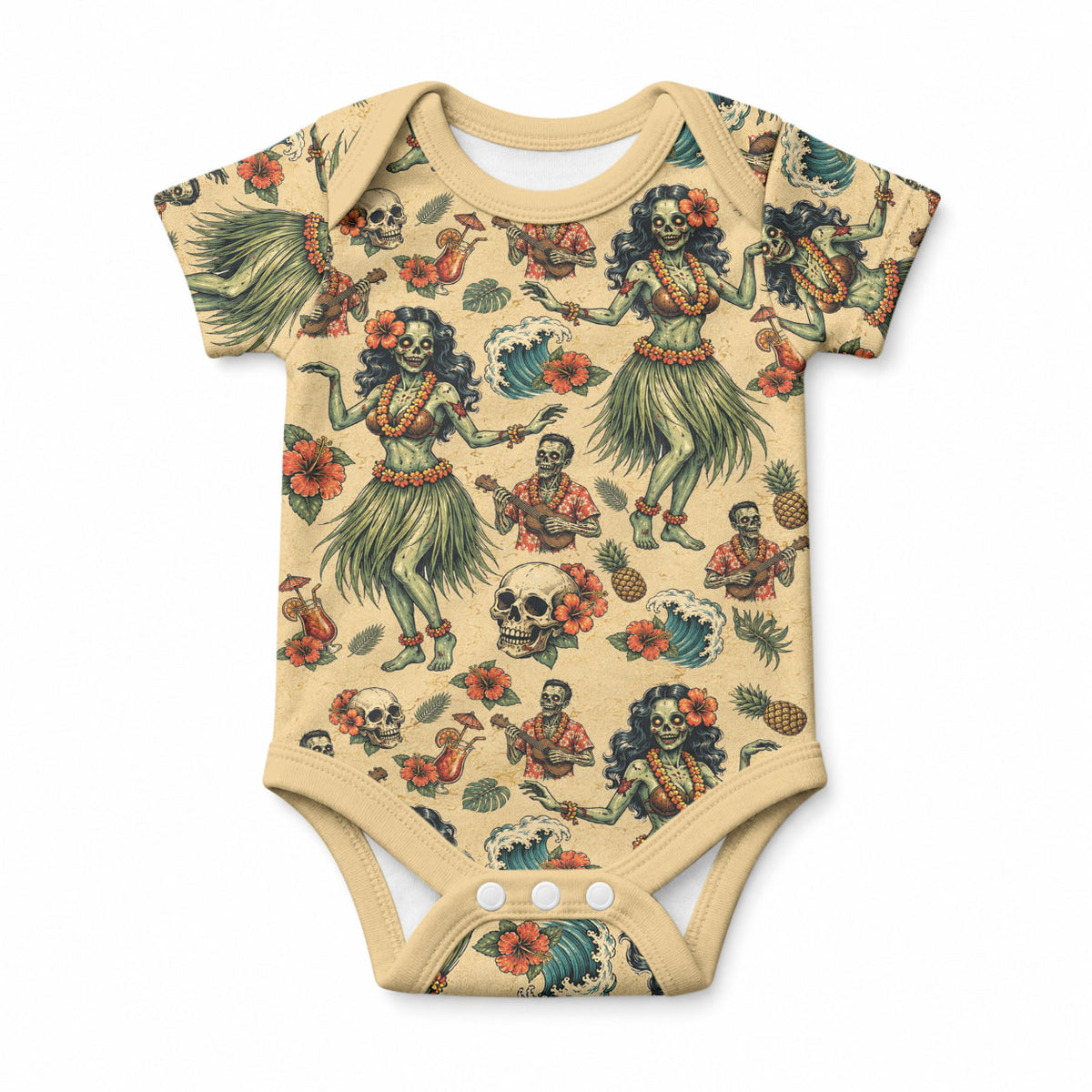 Hawaii Halloween Baby Onesie Spooky Tropical Hula Zombie