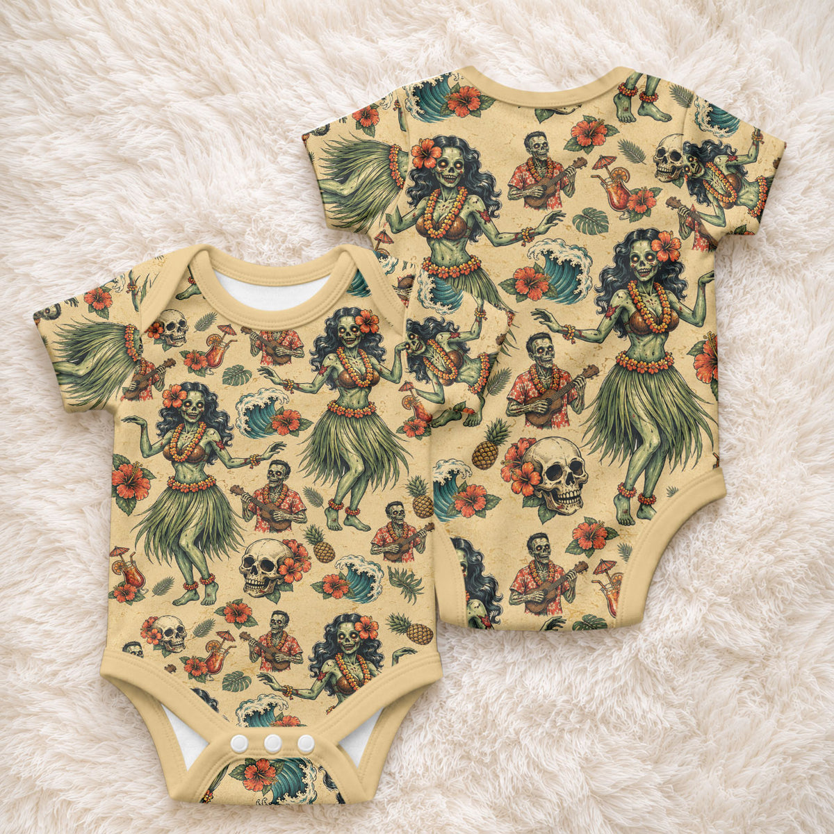 Hawaii Halloween Baby Onesie Spooky Tropical Hula Zombie