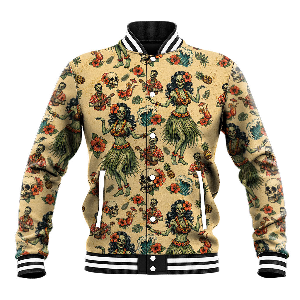 Hawaii Halloween Baseball Jacket Spooky Tropical Hula Zombie