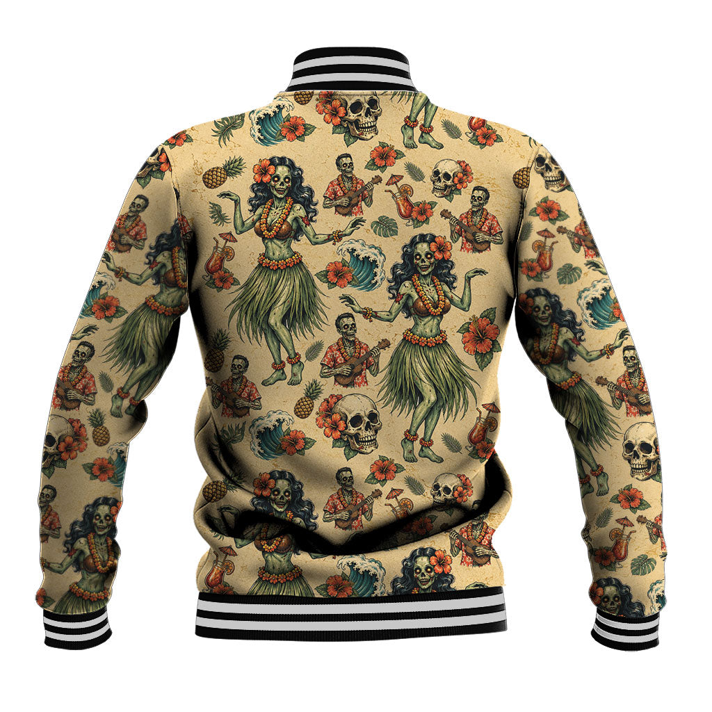 Hawaii Halloween Baseball Jacket Spooky Tropical Hula Zombie