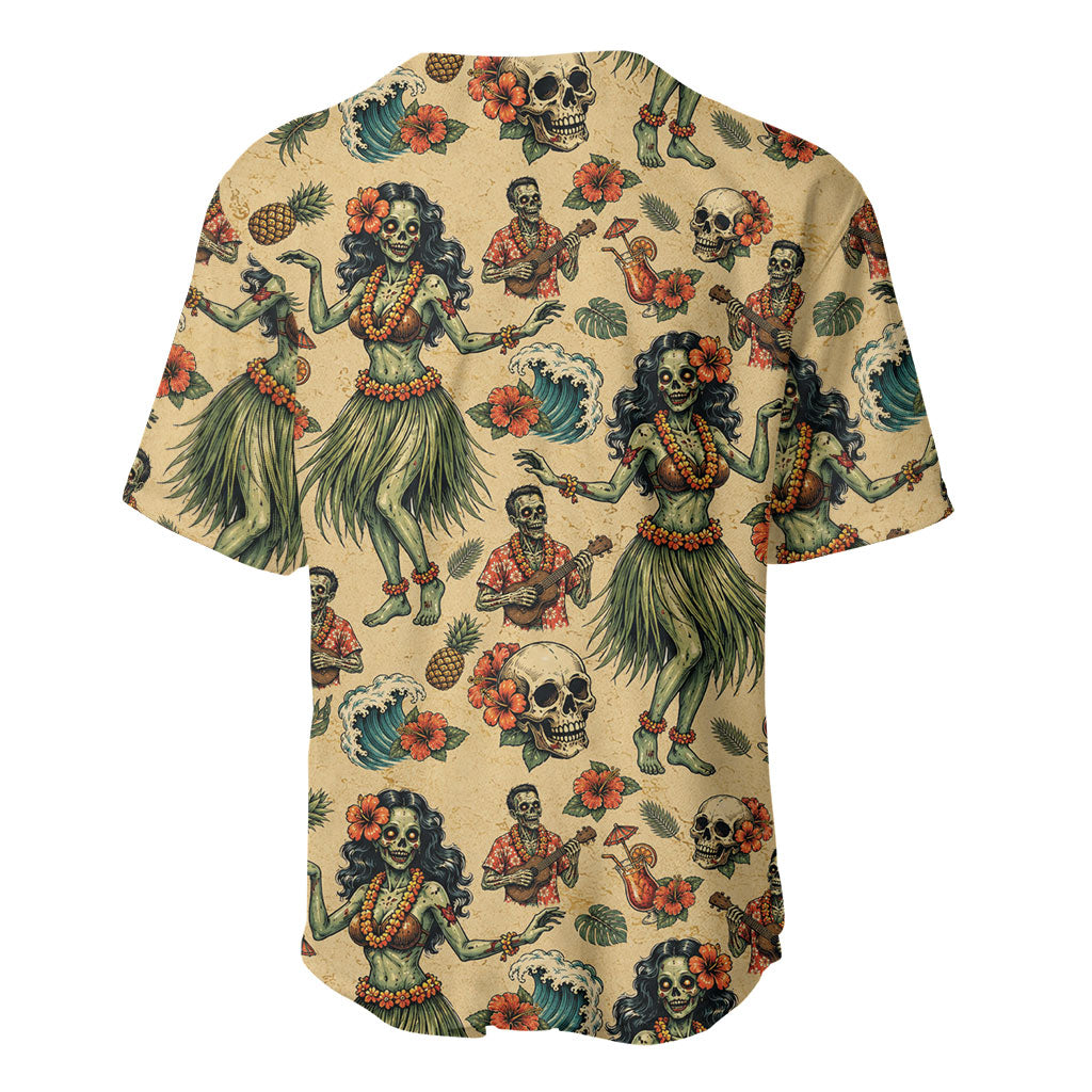 Hawaii Halloween Baseball Jersey Spooky Tropical Hula Zombie