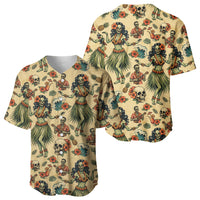 Hawaii Halloween Baseball Jersey Spooky Tropical Hula Zombie