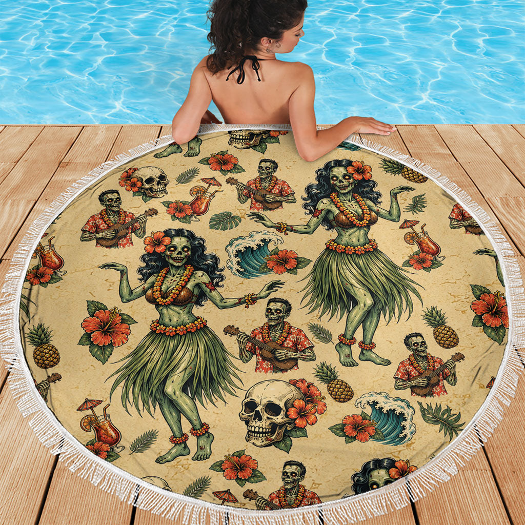 Hawaii Halloween Beach Blanket Spooky Tropical Hula Zombie