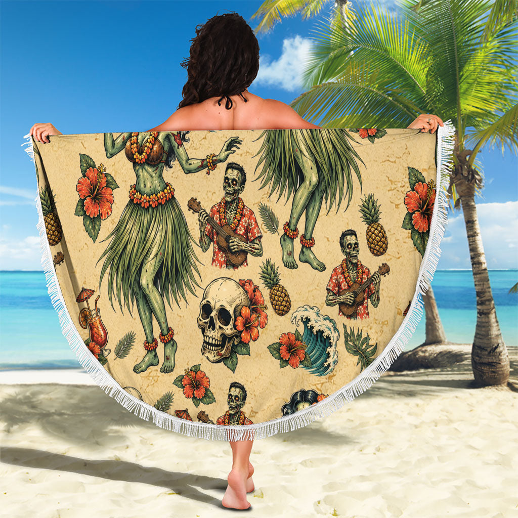 Hawaii Halloween Beach Blanket Spooky Tropical Hula Zombie