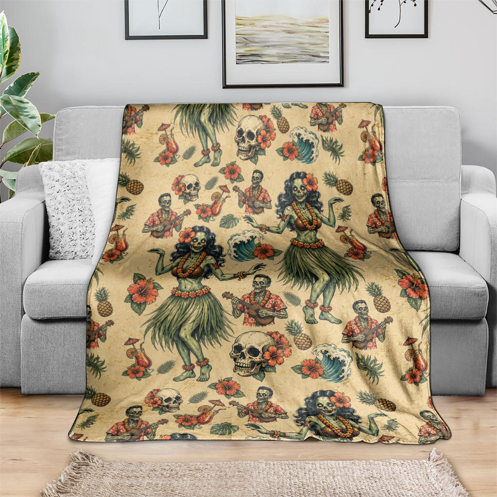 Hawaii Halloween Blanket Spooky Tropical Hula Zombie
