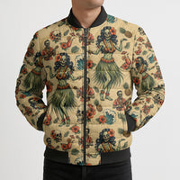 Hawaii Halloween Bomber Puffer Jacket Spooky Tropical Hula Zombie