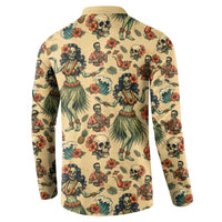 Hawaii Halloween Button Sweatshirt Spooky Tropical Hula Zombie