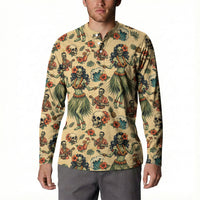 Hawaii Halloween Button Sweatshirt Spooky Tropical Hula Zombie