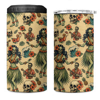Hawaii Halloween 4 in 1 Can Cooler Tumbler Spooky Tropical Hula Zombie