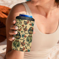 Hawaii Halloween 4 in 1 Can Cooler Tumbler Spooky Tropical Hula Zombie