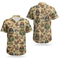 Hawaii Halloween Couples Matching Tank Maxi Dress and Hawaiian Shirt Spooky Tropical Hula Zombie