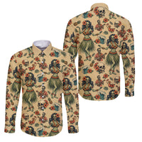 Hawaii Halloween Family Matching Off Shoulder Short Dress and Hawaiian Shirt Spooky Tropical Hula Zombie