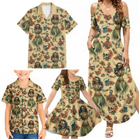 Hawaii Halloween Family Matching Summer Maxi Dress and Hawaiian Shirt Spooky Tropical Hula Zombie