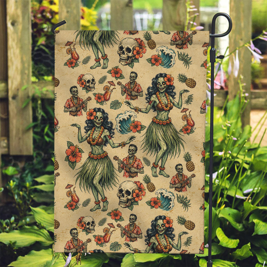 Hawaii Halloween Garden Flag Spooky Tropical Hula Zombie