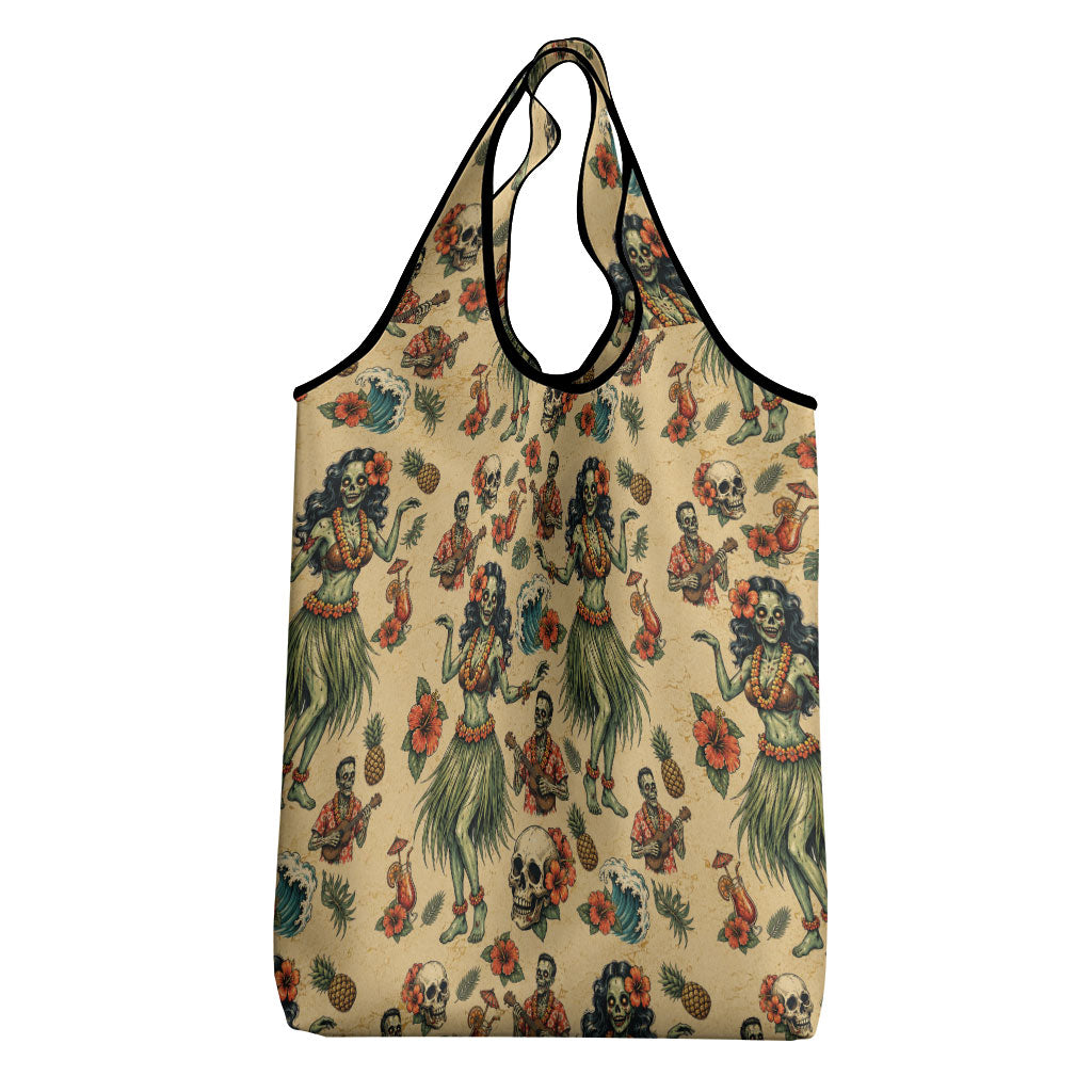 Hawaii Halloween Grocery Bag Spooky Tropical Hula Zombie