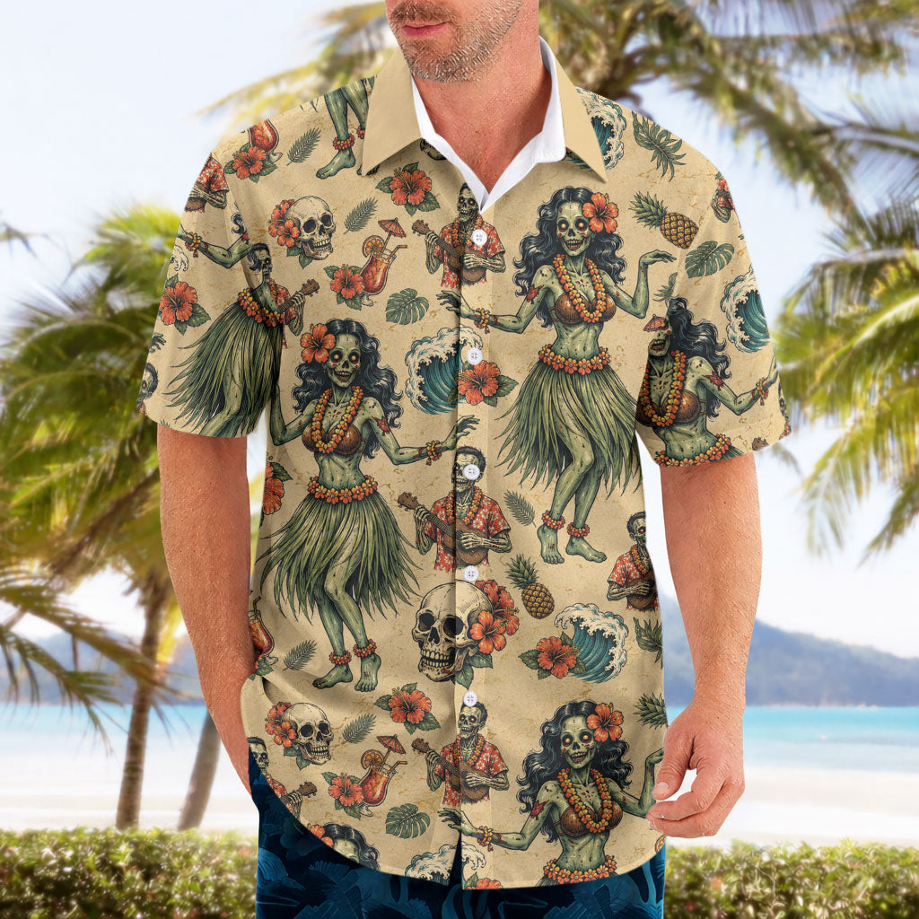 Hawaii Halloween Hawaiian Shirt Spooky Tropical Hula Zombie