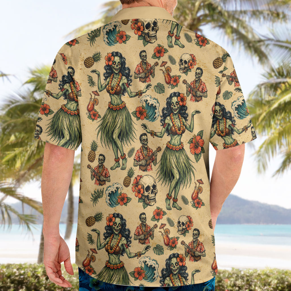 Hawaii Halloween Hawaiian Shirt Spooky Tropical Hula Zombie