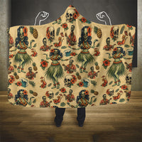Hawaii Halloween Hooded Blanket Spooky Tropical Hula Zombie