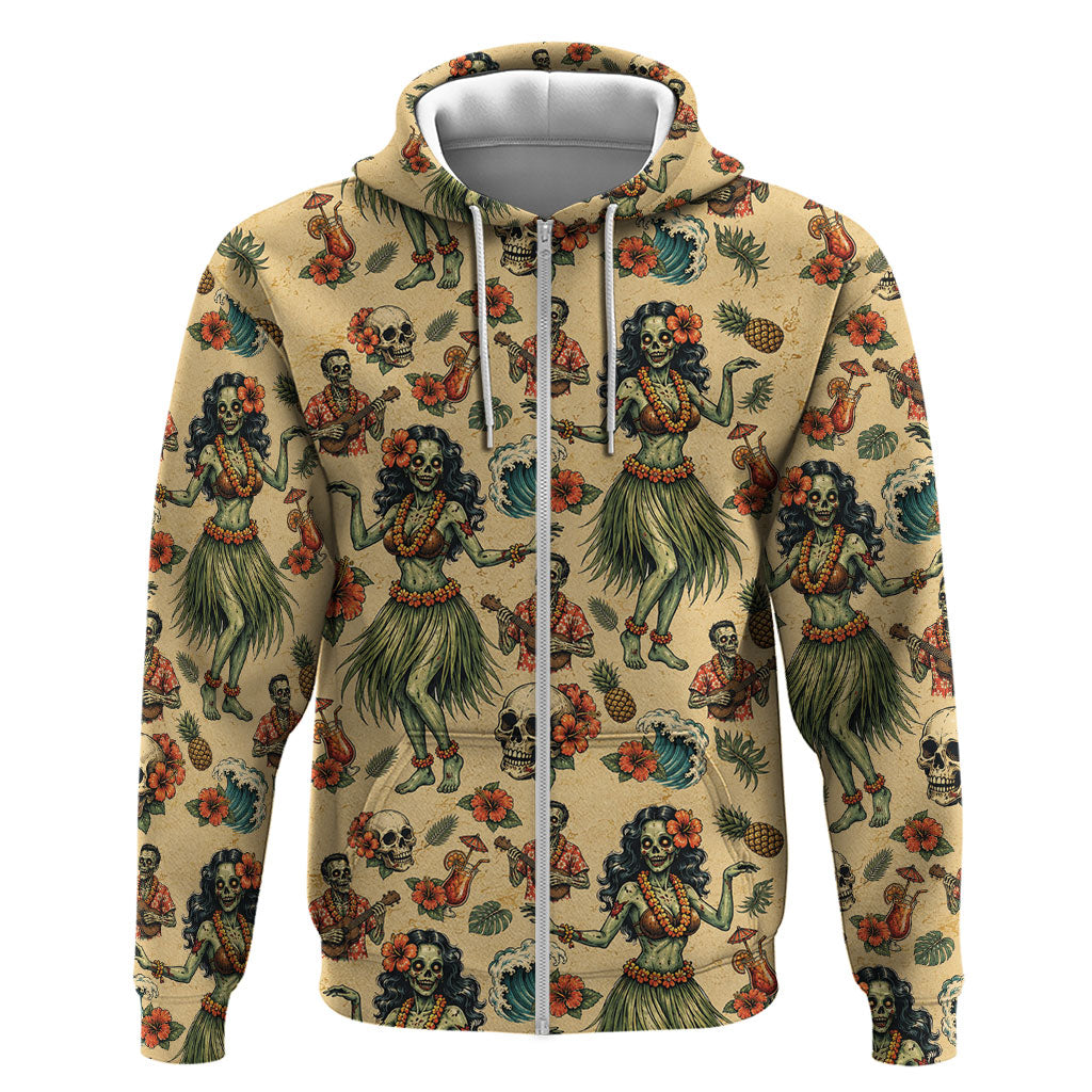 Hawaii Halloween Hoodie Spooky Tropical Hula Zombie