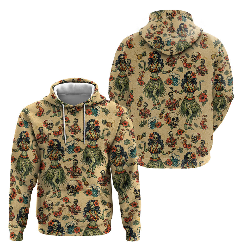 Hawaii Halloween Hoodie Spooky Tropical Hula Zombie