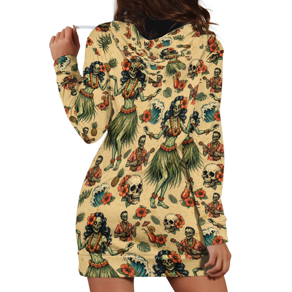 Hawaii Halloween Hoodie Dress Spooky Tropical Hula Zombie