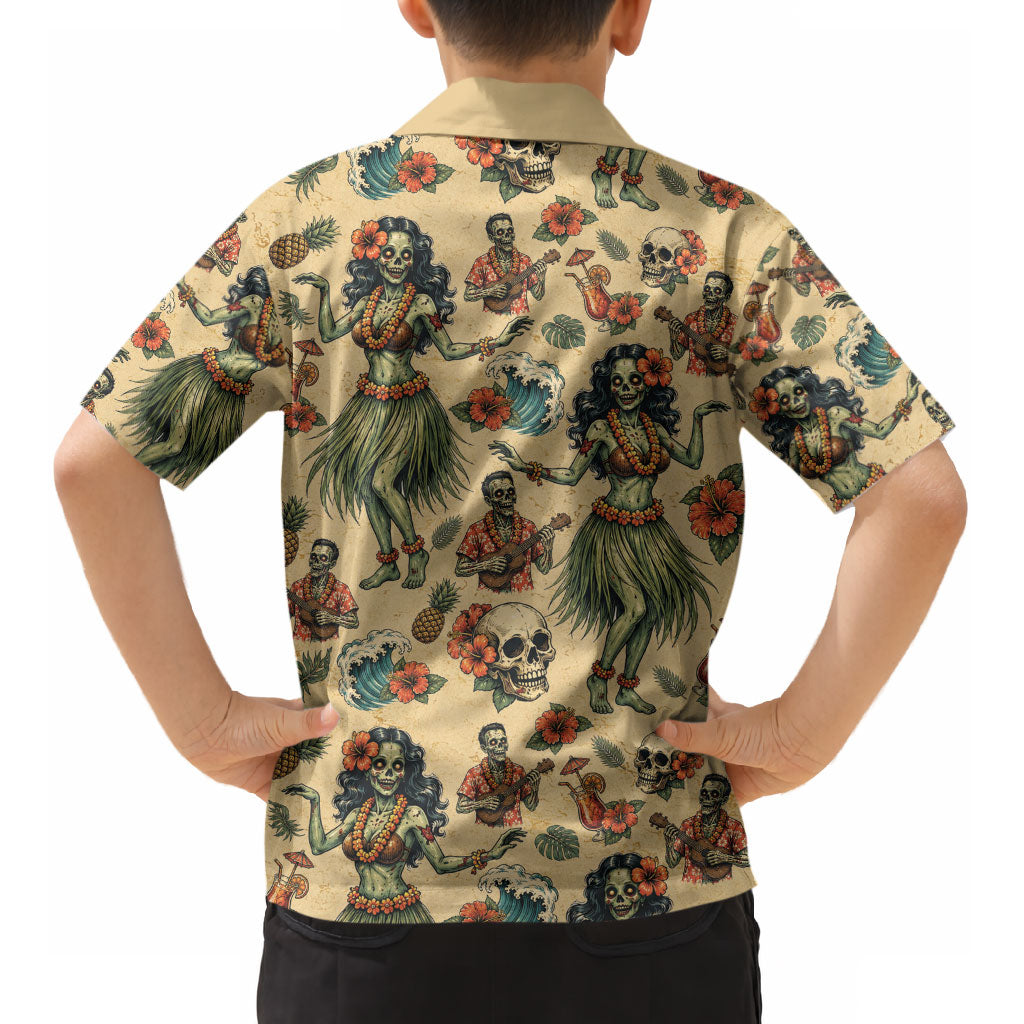 Hawaii Halloween Kid Hawaiian Shirt Spooky Tropical Hula Zombie