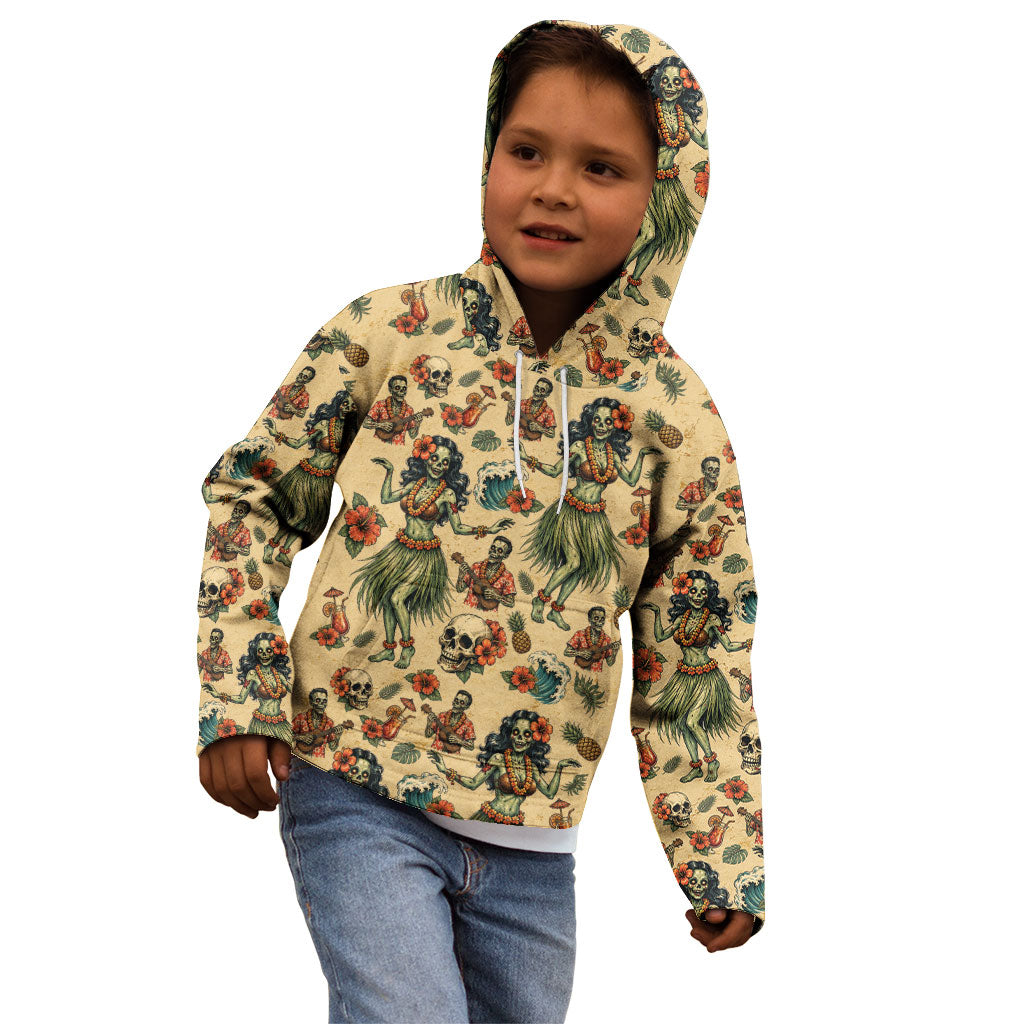 Hawaii Halloween Kid Hoodie Spooky Tropical Hula Zombie