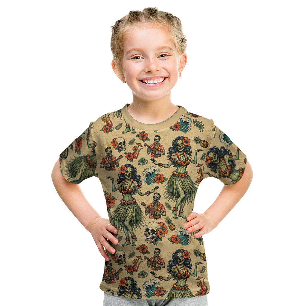 Hawaii Halloween Kid T Shirt Spooky Tropical Hula Zombie