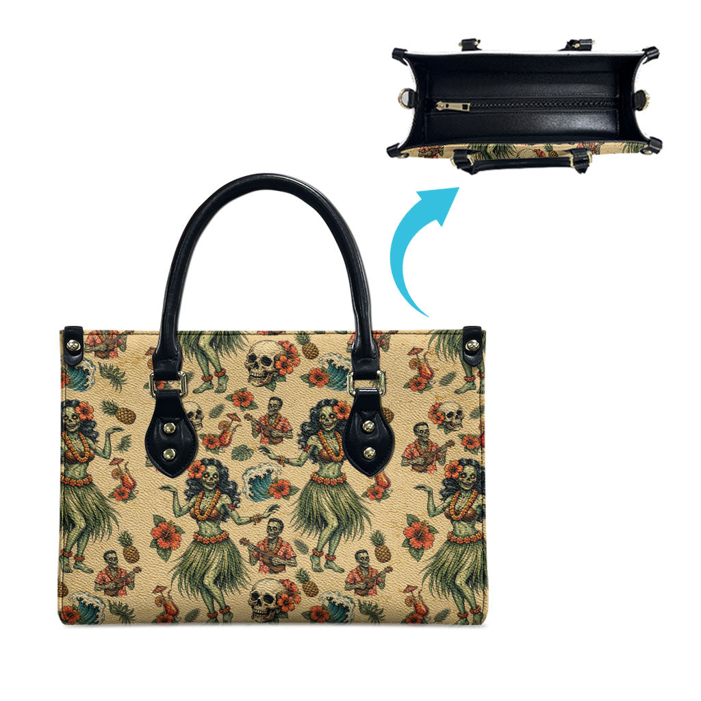 Hawaii Halloween Leather Bag Spooky Tropical Hula Zombie