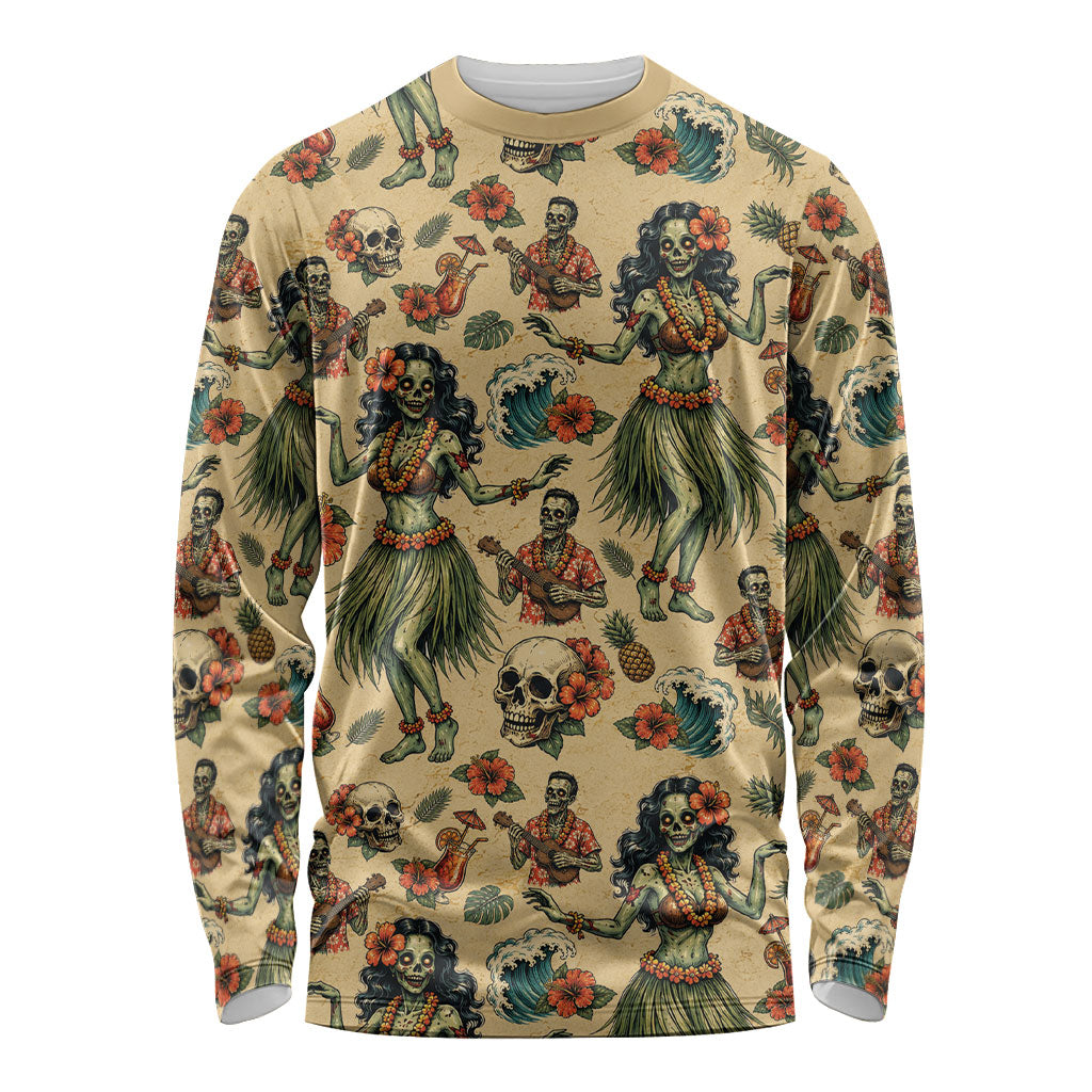 Hawaii Halloween Long Sleeve Shirt Spooky Tropical Hula Zombie