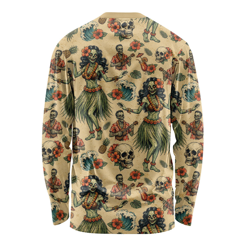 Hawaii Halloween Long Sleeve Shirt Spooky Tropical Hula Zombie