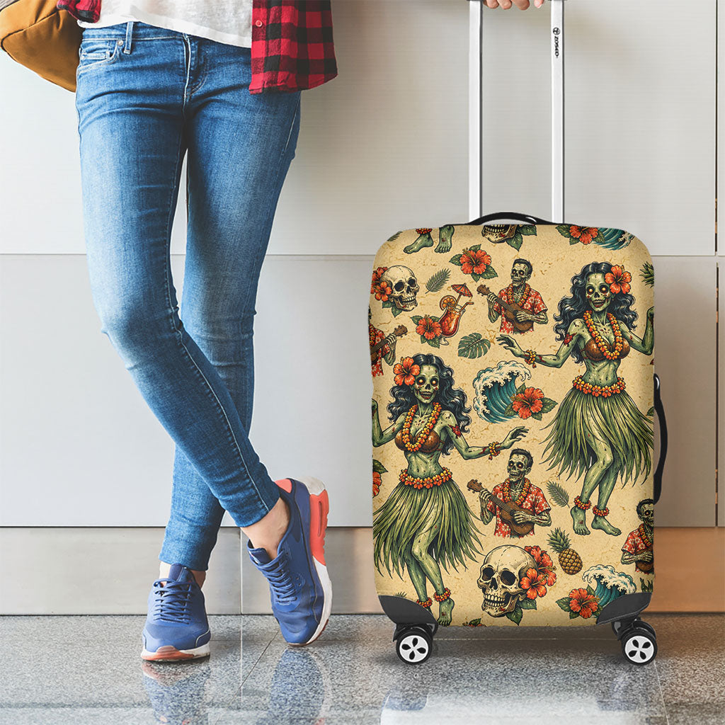 Hawaii Halloween Luggage Cover Spooky Tropical Hula Zombie