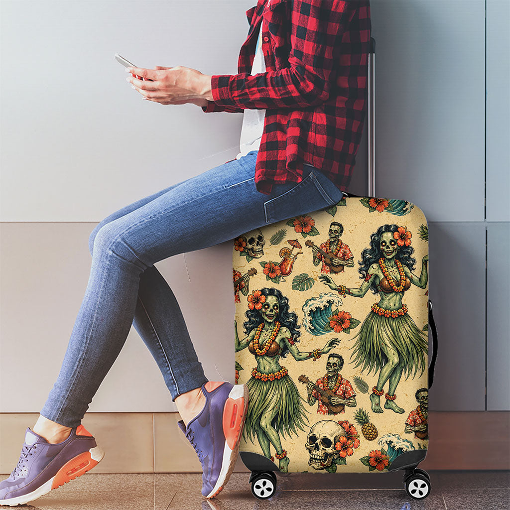 Hawaii Halloween Luggage Cover Spooky Tropical Hula Zombie