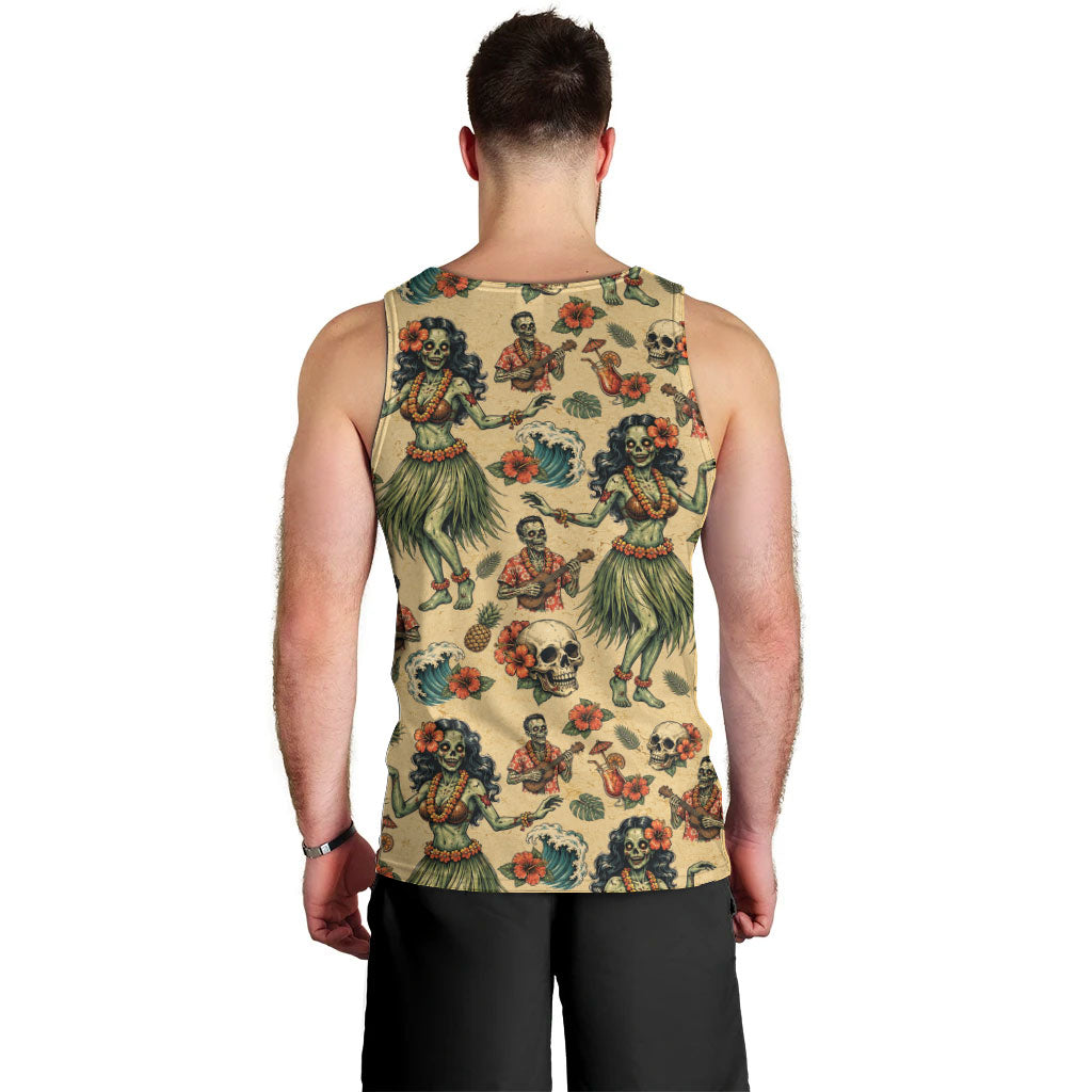 Hawaii Halloween Men Tank Top Spooky Tropical Hula Zombie