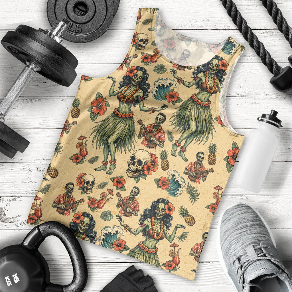 Hawaii Halloween Men Tank Top Spooky Tropical Hula Zombie