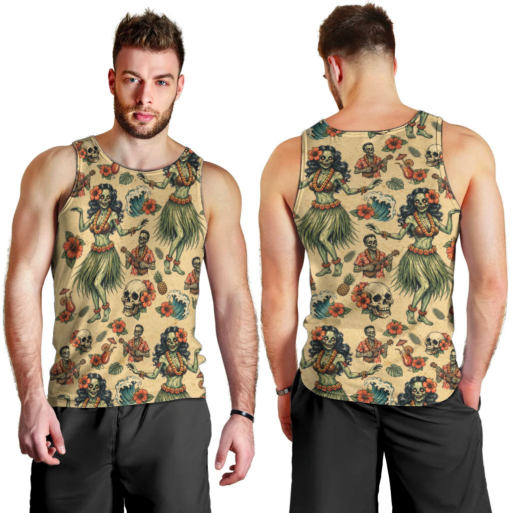 Hawaii Halloween Men Tank Top Spooky Tropical Hula Zombie