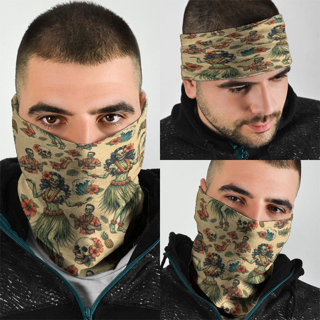 Hawaii Halloween Neck Gaiter Spooky Tropical Hula Zombie