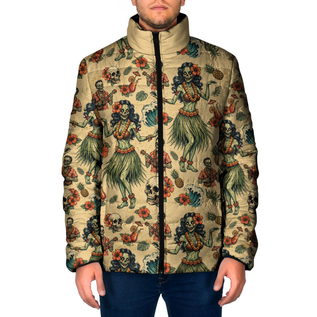 Hawaii Halloween Padded Jacket Spooky Tropical Hula Zombie