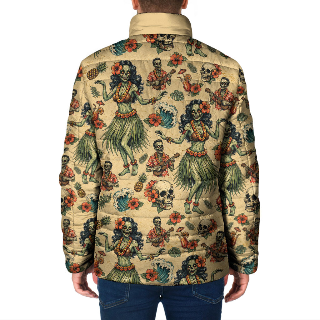 Hawaii Halloween Padded Jacket Spooky Tropical Hula Zombie