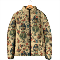 Hawaii Halloween Padded Jacket Spooky Tropical Hula Zombie