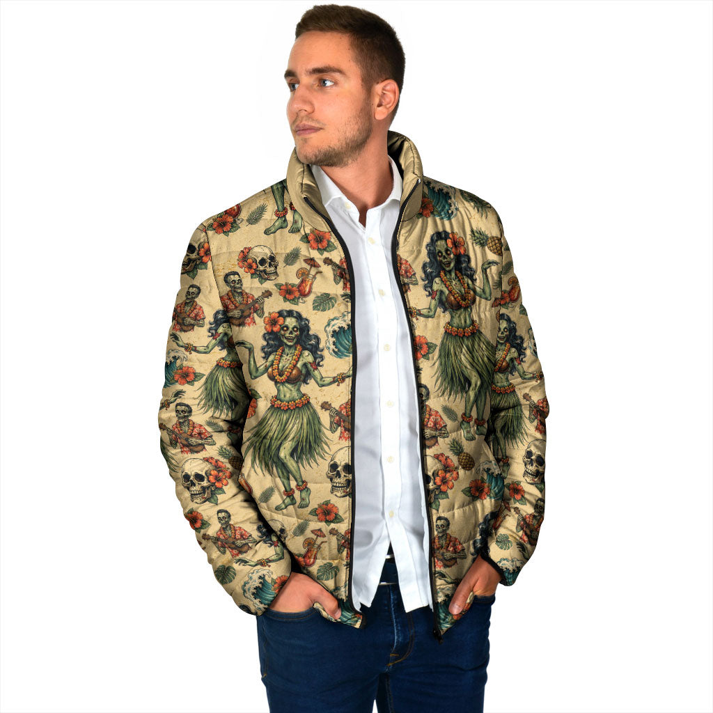 Hawaii Halloween Padded Jacket Spooky Tropical Hula Zombie
