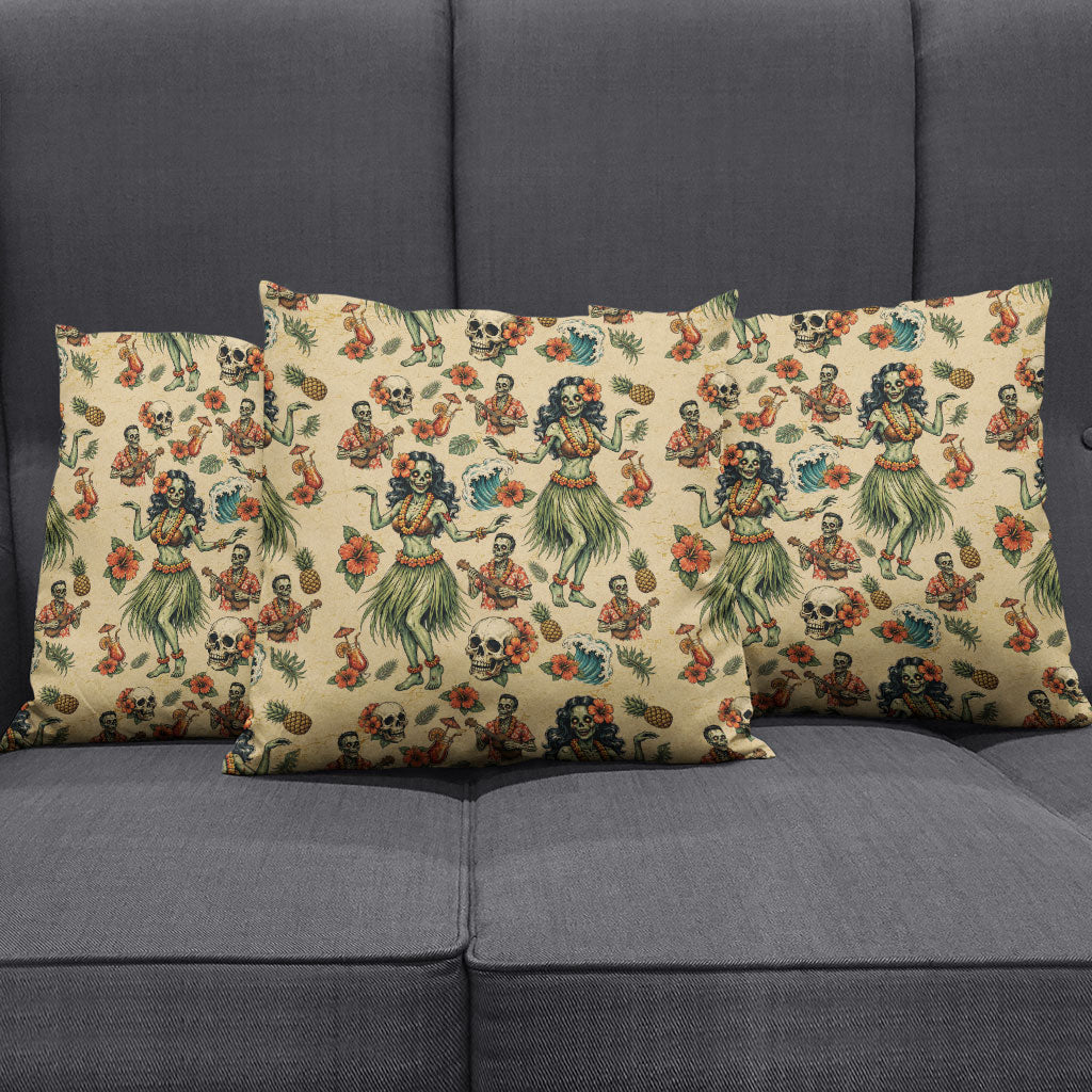 Hawaii Halloween Pillow Cover Spooky Tropical Hula Zombie
