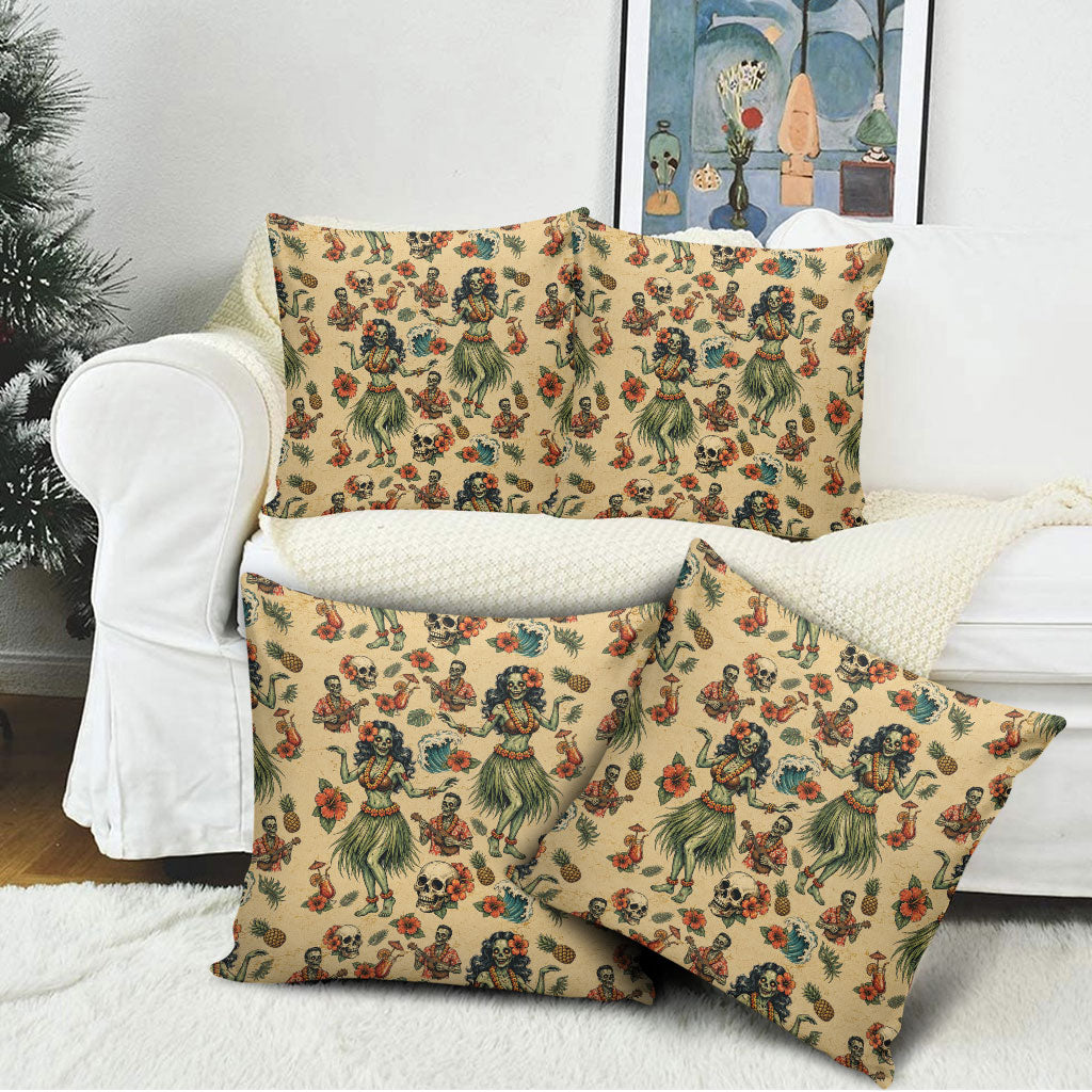 Hawaii Halloween Pillow Cover Spooky Tropical Hula Zombie
