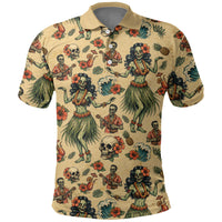 Hawaii Halloween Polo Shirt Spooky Tropical Hula Zombie
