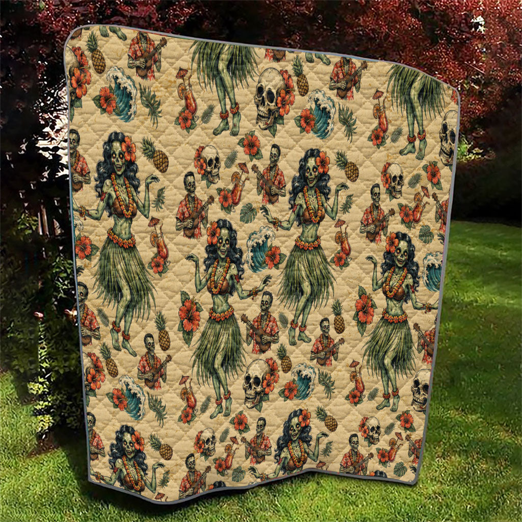 Hawaii Halloween Quilt Spooky Tropical Hula Zombie