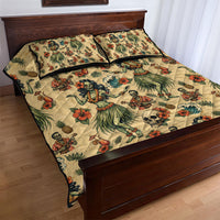 Hawaii Halloween Quilt Bed Set Spooky Tropical Hula Zombie