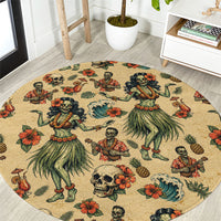 Hawaii Halloween Round Carpet Spooky Tropical Hula Zombie